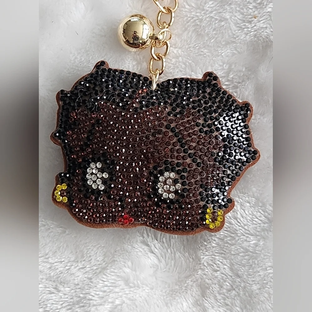 African American Betty Boop Cartoon Rhinestone Keychain Bag Charm